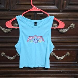 SHEIN Blue Tank Top with Dolphin Print